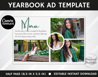 HALF PAGE YEARBOOK ad | Editable Canva Template | Grad Tribute | Graduation Flyer | Graduation Invitation