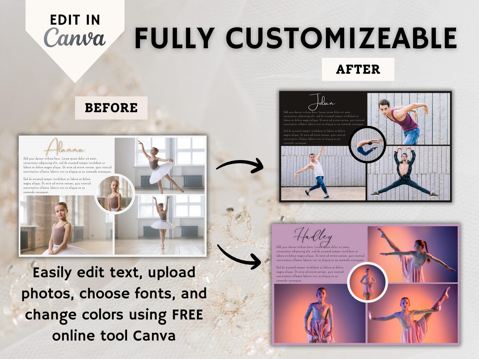 DANCE RECITAL AD Editable Canva Template | Recital Program Ad | Dancer ...