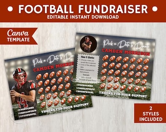 FOOTBALL FUNDRAISER Canva Template | Football Team Fundraiser | Football Pick a Date to Donate