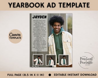 FULL PAGE YEARBOOK ad | Editable Canva Template | Grad Tribute | Graduation Flyer | Graduation Invitation