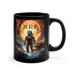 11oz Black Mug, Xrp, Crypto, Coin, coffee, astronaut