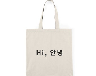 Hi & Annyeong - Korean Tote Bag | Hangul Tote Bag | Korean Lover Tote Bag | Korean gift | Korean fashion