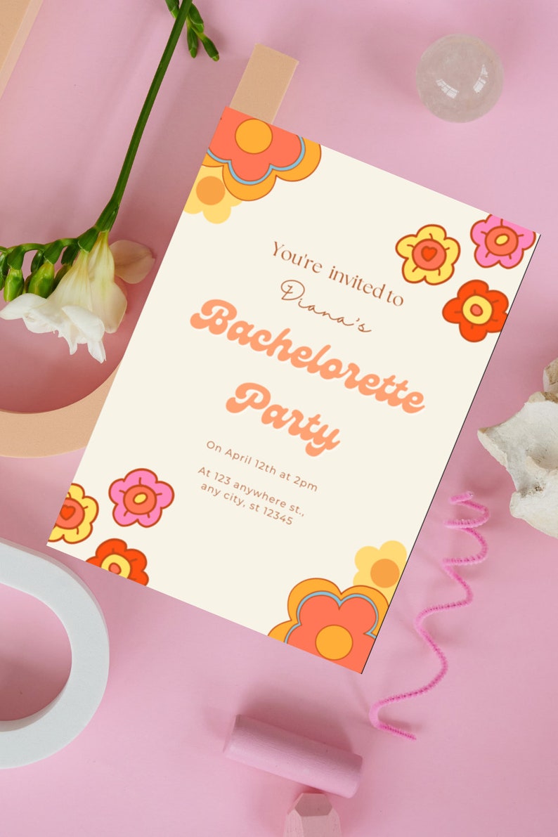 Retro Bachelorette Party Invitation Digital and Printable Etsy