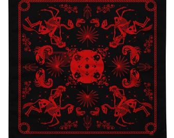 Dark Western Howdy Partner Goth Bandana | Black and Red Cowgirl Style | Desert Festival Accessory
