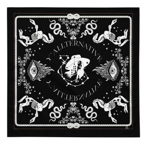 Y'allternative Goth Cowgirl Bandana, Goth, Western, Headscarf, Desert Bandana, Black Bandana