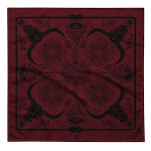Western Goth Cowboy Bandana | Crimson and Black Cowgirl | Desert Festival Accessory