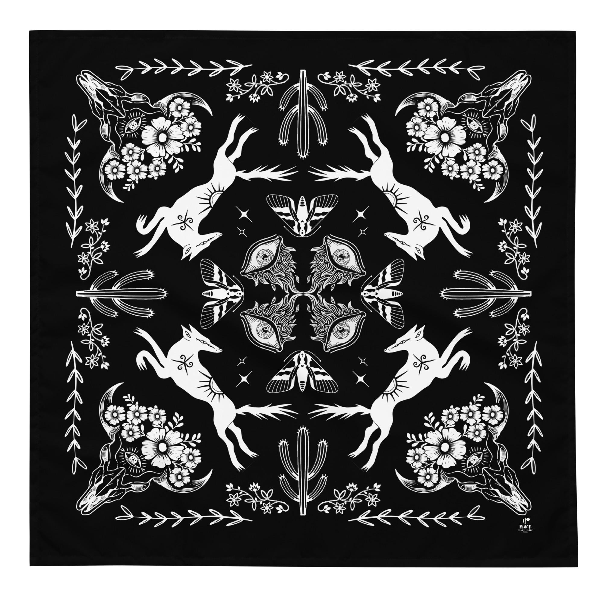 Grave of the Cowgirls Western Goth Bandana | Black and White Cowboy | Desert Festival Accessory