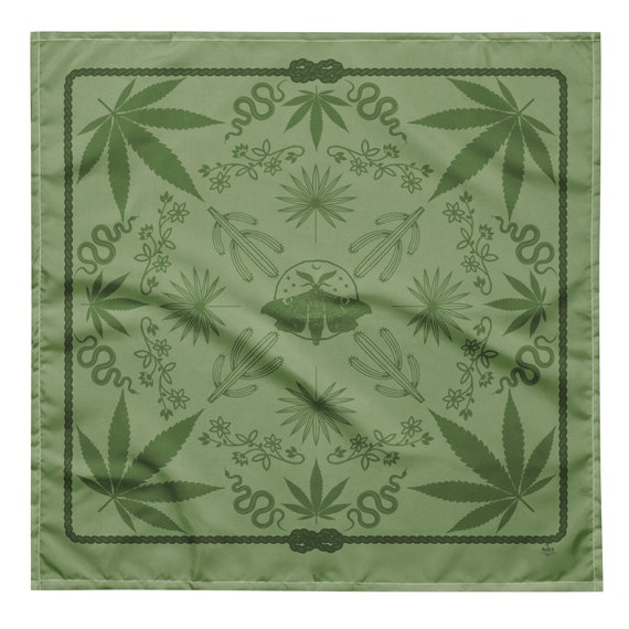 Blazing Saddles Bandana in Fern Green Goth Western, Boho Cowgirl Bandana, Western Goth, Coachella Fashion, Festival Fashion, Desert, Bandana