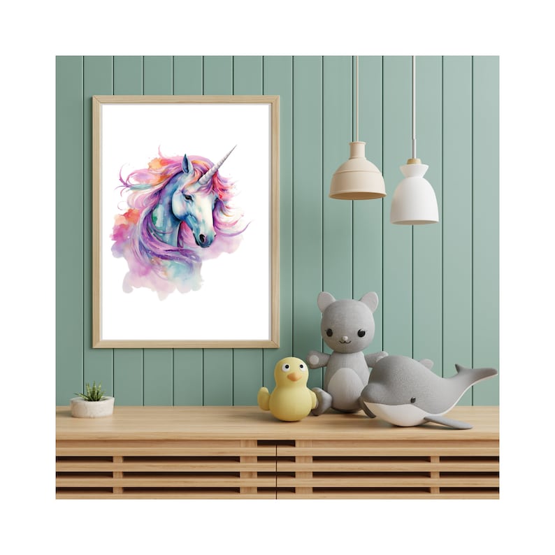 Unicorn Watercolor Painting, Unicorn Wall Art Print, Unicorn Print ...