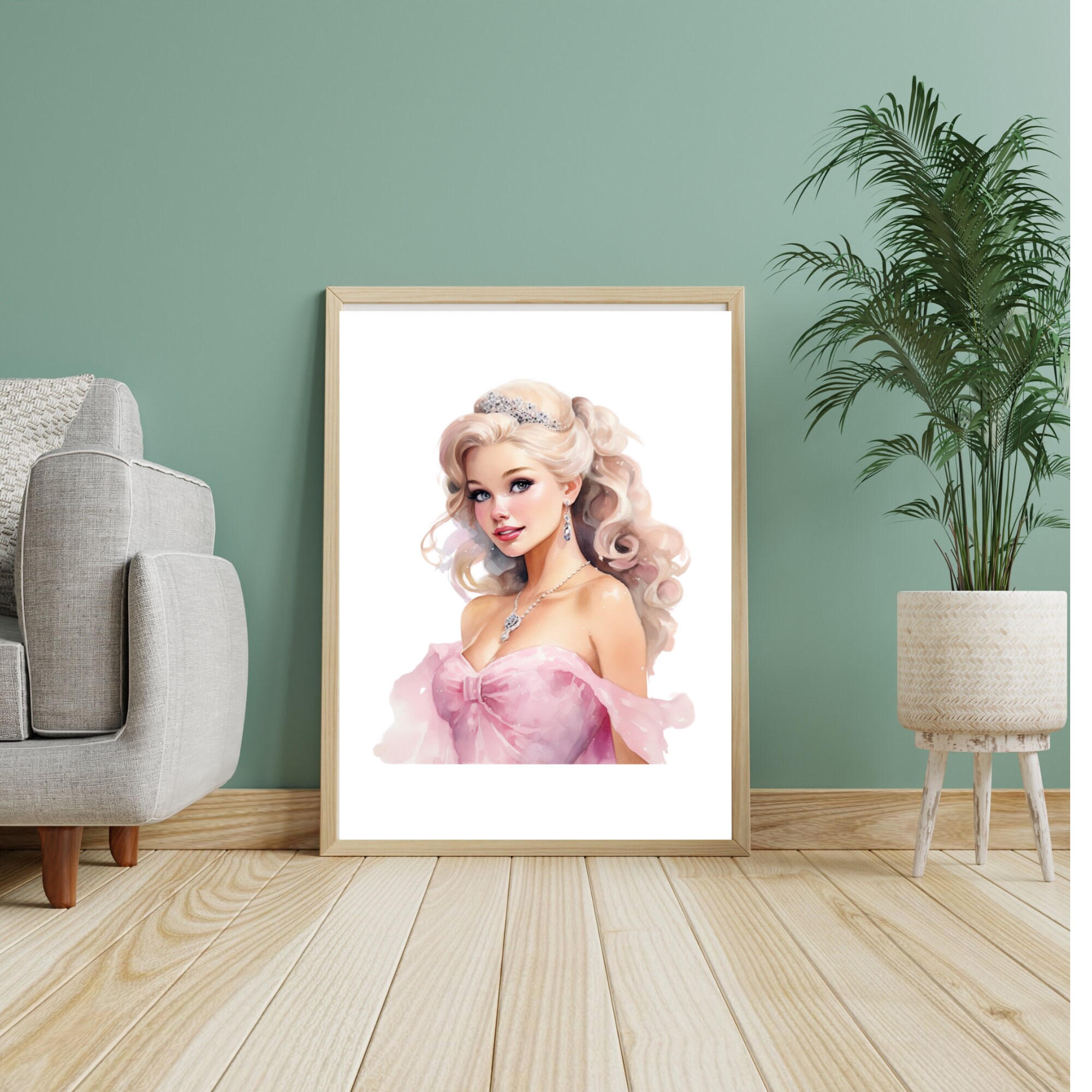 Barbie Girl Printable Wall Art, Blond Girl Portrait Print, Girl ...