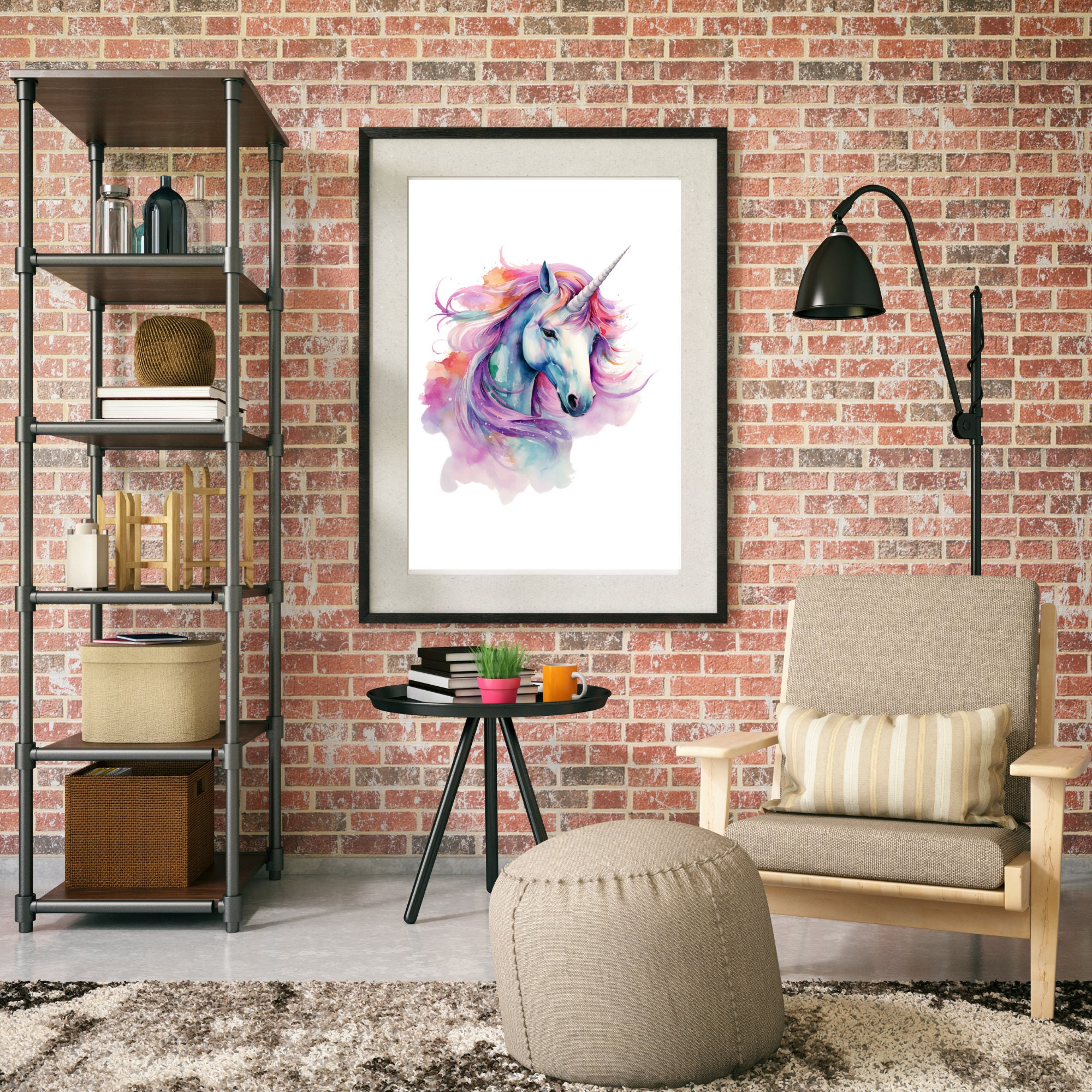 Unicorn Watercolor Painting, Unicorn Wall Art Print, Unicorn Print, Digital Download , Printable ...