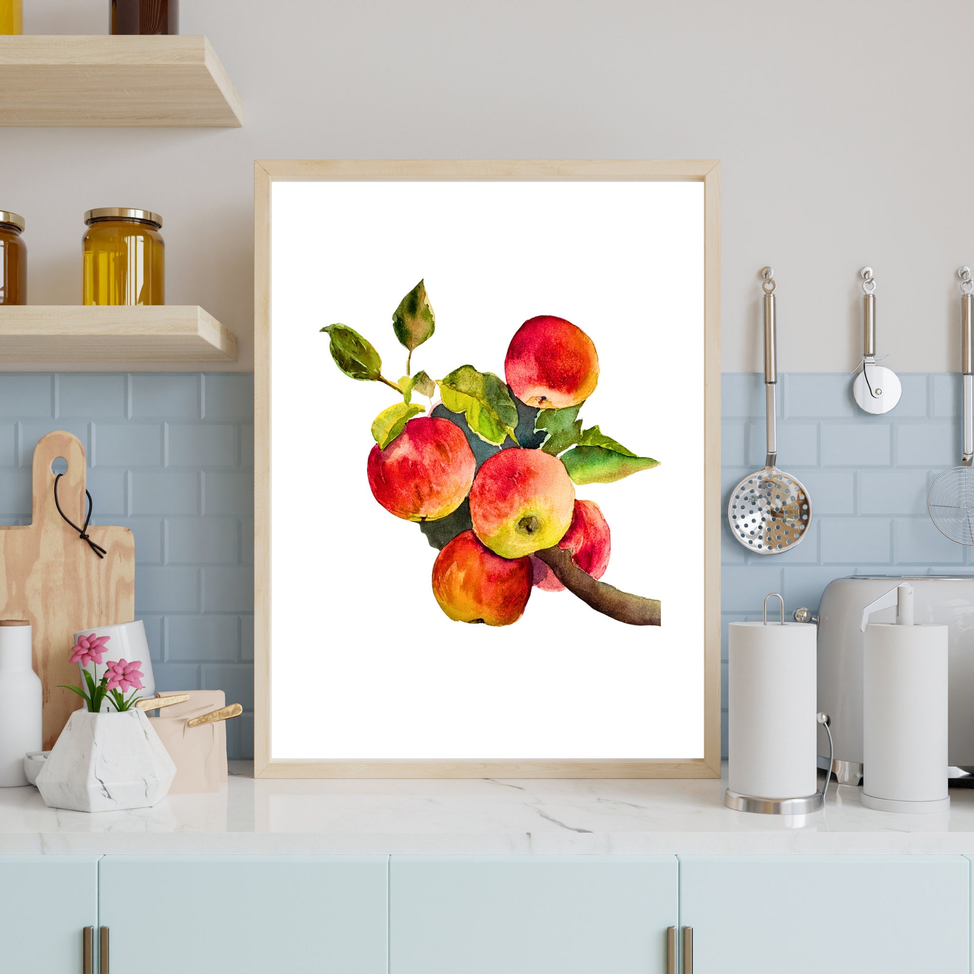 Apples Watercolor Painting Printable Wall Art, Original Art Print ...