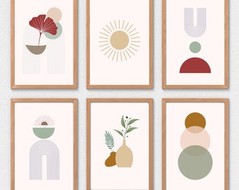 Abstraktes Boho Print Set, geometrische Wandkunst (Digitaler Download)