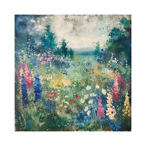 4er Set von Frühling Landschaft Malerei druckbare Wandkunst, Natur Druck, Land Vintage Dekor, Sommer Landhaus Blumen Poster, Digitaldrucke