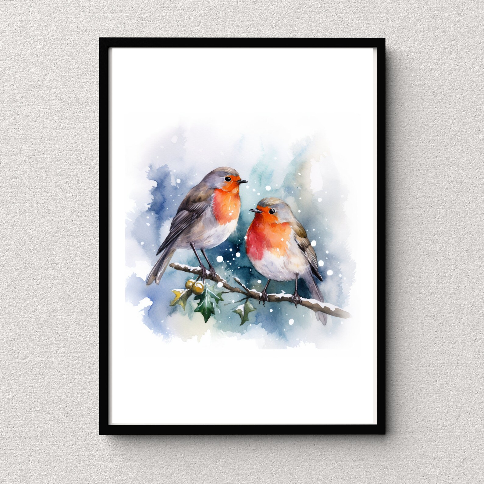 Robin Birds Watercolor Painting , Robin Birds Printable Wall Art, Robin ...