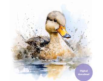 Ente Ente Malerei druckbare Wandkunst, Ente Aquarell Druck, Ente Kinderzimmer Wandkunst, Kinderzimmer Wanddekoration, Ente Digitaldruck, digitaler Download