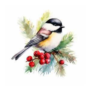 Chickadee bird watercolor painting, chickadee printable wall art, chickadee clipart, chickadee digital download, instant download