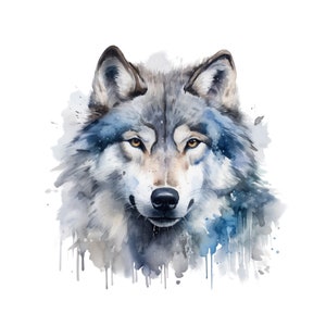 Wolf aquarelle print, wolf watercolor wall decor, Printable , digital download, wolf print, wolf clipart, Printable art