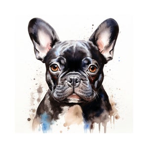 French bulldog watercolor painting, french bulldog printable wall art, pet portrait, digital print, instant download