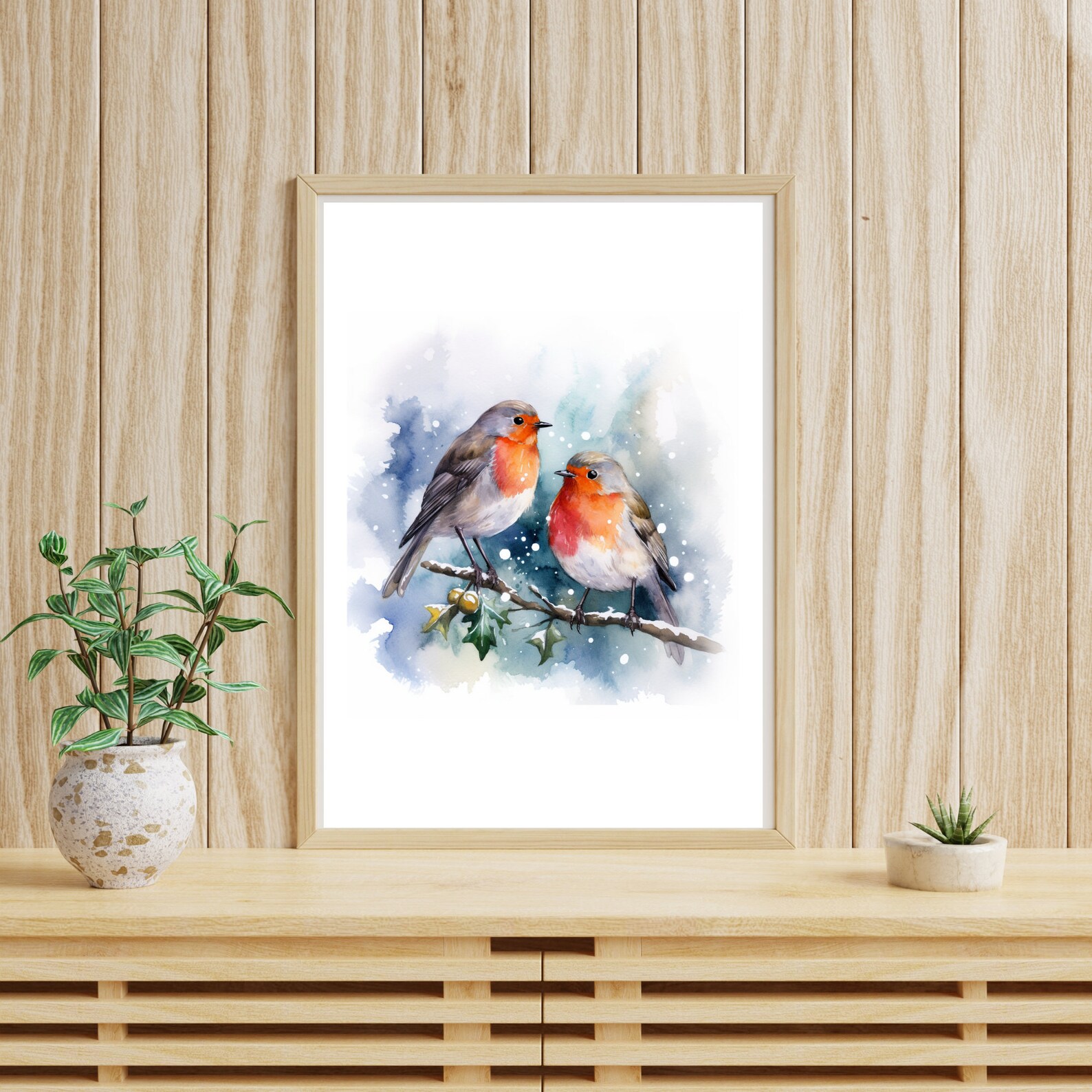 Robin Birds Watercolor Painting , Robin Birds Printable Wall Art, Robin ...