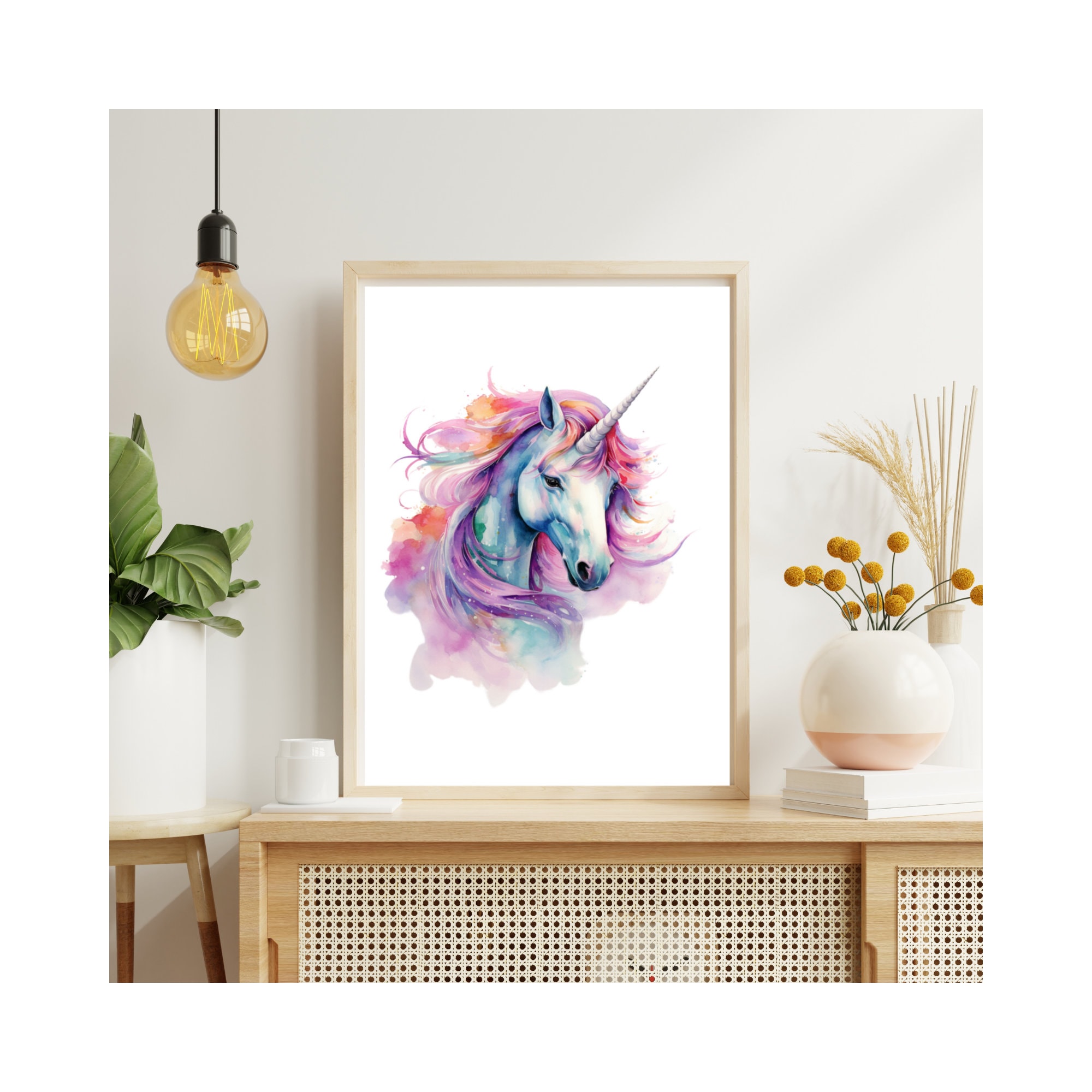 Unicorn Watercolor Painting, Unicorn Wall Art Print, Unicorn Print, Digital Download , Printable ...