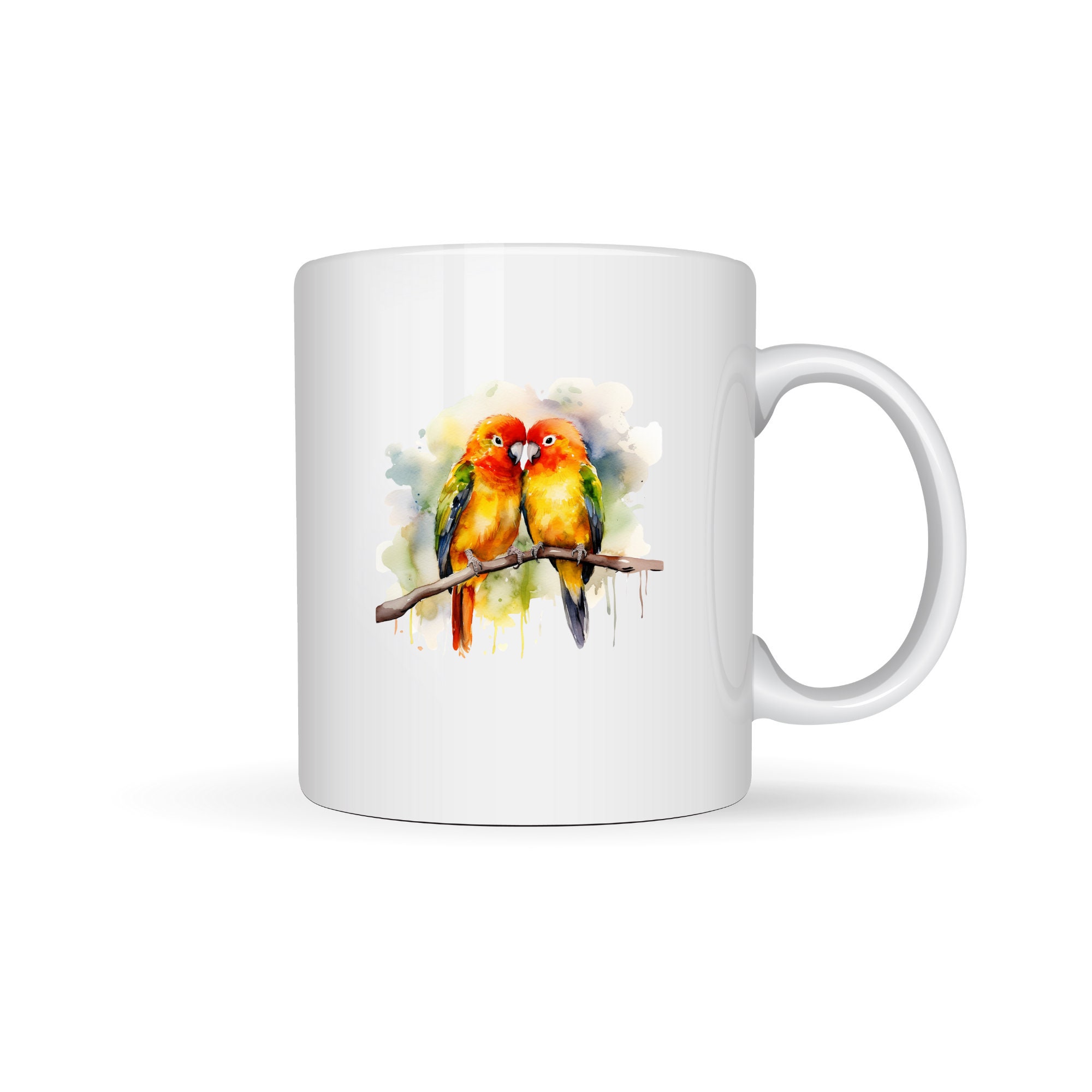 Love Birds Couple Watercolor Painting Printable Wall Art, Parrot ...