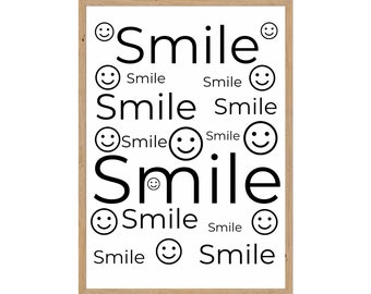 Cita motivadora de sonrisa, decoración de pared motivacional, arte de pared imprimible, cita motivacional, arte de pared, decoración de pared