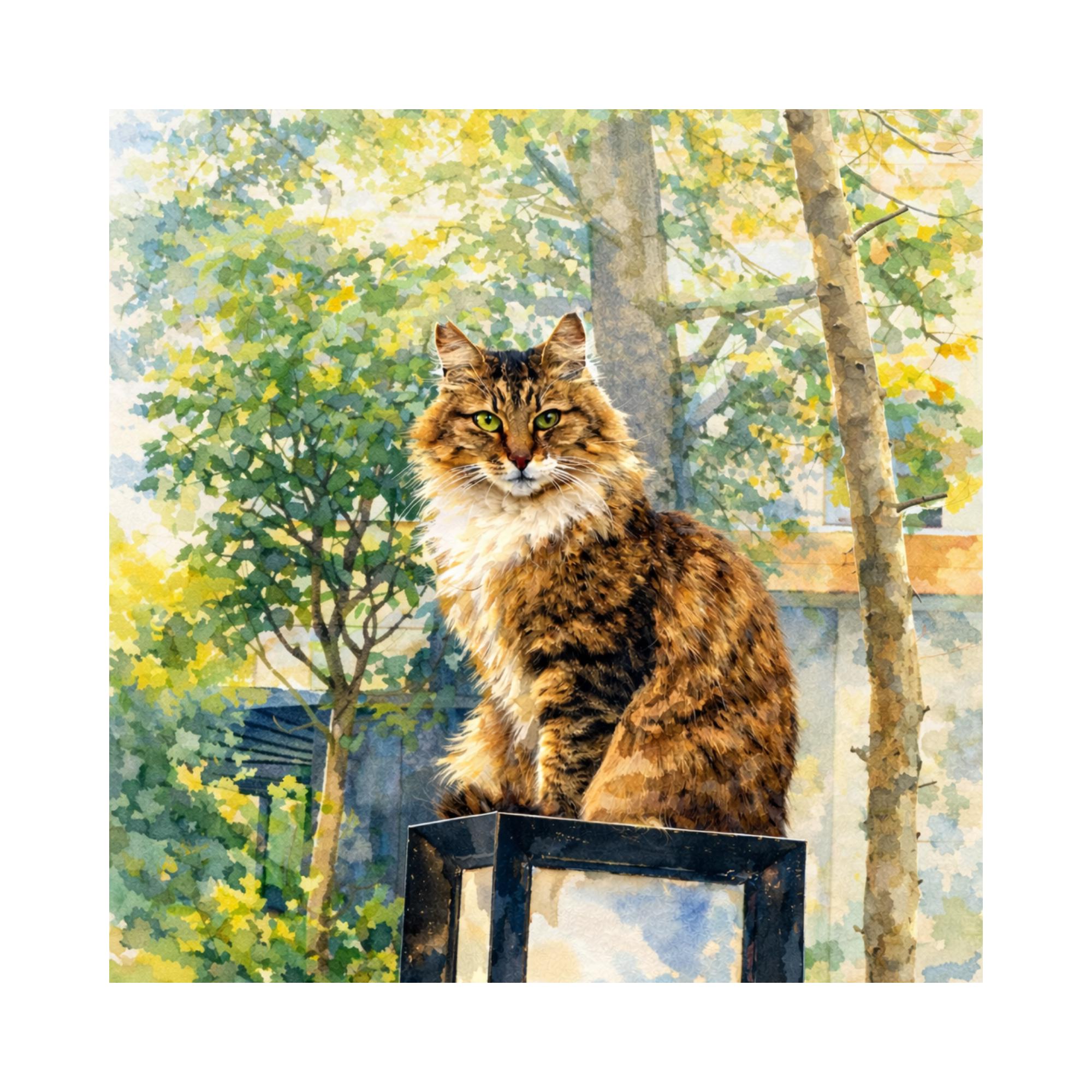 Cat Watercolor Art Print, Printable Cat Wall Art, Watercolor Animal ...