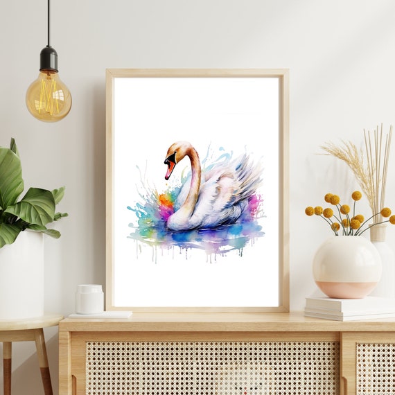 水月焼　飾り絵　白鳥 白鳥の王さま 14×14cmサイズ 絵画 紫苑工房 -Atelier Shion- 通販