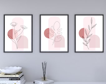 Boho Abstract Floral Prints Set, Modern Home Decor (Digital Download)