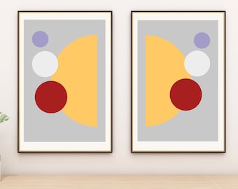 2 set of boho abstract geometric wall decor, boho printable art, digital print