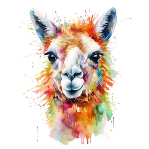Llama watercolor painting printable wall art, animal print, Nursery printable wall decor, kids wall art, instant download,llama clipart