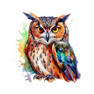 Owl printable wall art, owl watercolor print, owl poster, owl clipart, owl wall decor, owl digital print, downoad