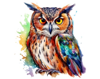 Owl printable wall art, owl watercolor print, owl poster, owl clipart, owl wall decor, owl digital print, downoad