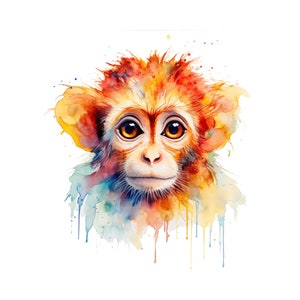 Affe Aquarellmalerei, druckbare Kunst Affe, Affe-Kinderzimmer-Dekor, Digitaldruck, Affe Poster, Affe Clipart, PDF-Dateien