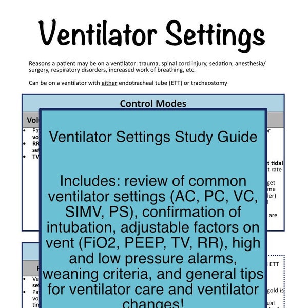 Ventilator Settings Study Guide