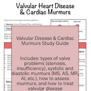 Valvular Heart Disease and Cardiac Murmurs Study Guide