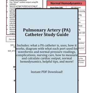 Pulmonary Artery Catheter Study Guide - Etsy
