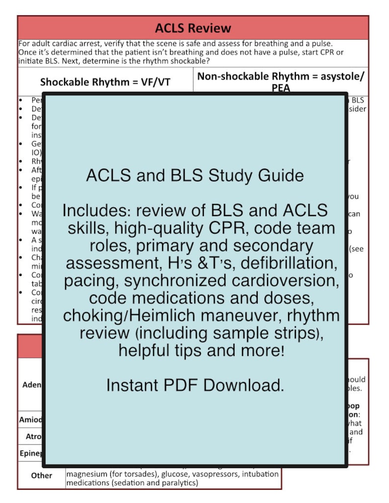 ACLS & BLS Study Guide (2025 Updates) - Etsy