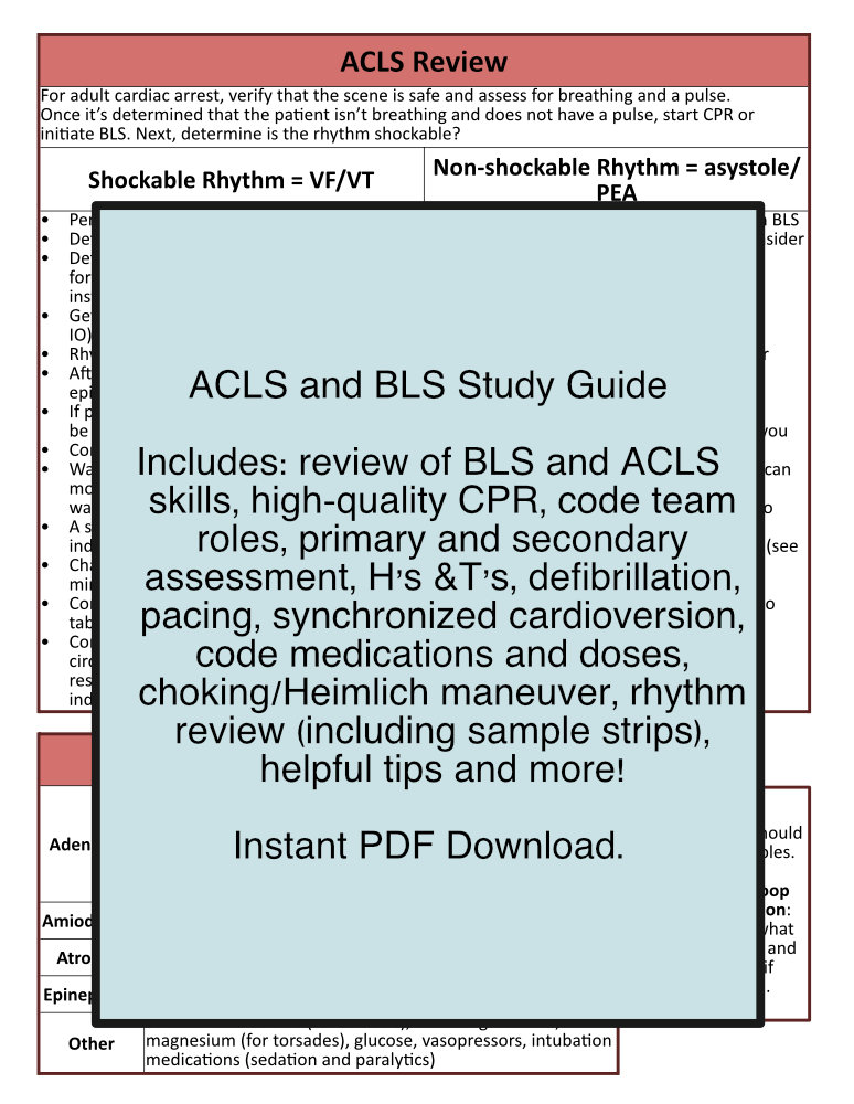 ACLS & BLS Study Guide Etsy