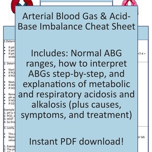 Arterial Blood Gas Study Guide - Etsy