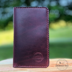 Cartera de notas de campo cosida a mano Horween hecha a mano