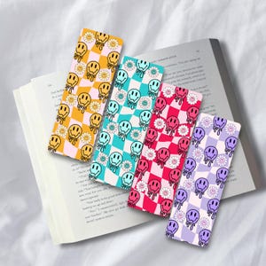 Groovy Smiles Bookmark Collection | Smiley Face & Floral Bookmark Designs, Handmade Bookmarks, Unique Gifts for Book Lovers, Cute Bookmarks
