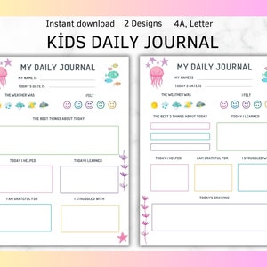 Diario para niños Diario imprimible para niños Diario para niños Actividad para niños Página de dibujo Descarga digital Plantilla de diario digital Mar