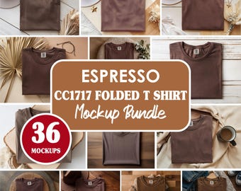 Zestaw makiet koszulek 36+ Espresso Comfort Colors 1717, styl boho, CC1717 Espresso T-Shirt makiet, Comfort Colors makiet koszulek z krótkim rękawem
