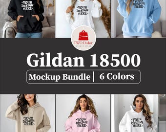Maqueta de sudadera con capucha Gildan 18500 / Maqueta de sudadera con capucha G185 / Maqueta de modelo real / Estética bohemia, minimalista, neutra y moderna