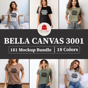 Bella Canvas 3001 Mockup Bundle 181 Bella and Canvas T-shirt Mockup Bundle Boho Flat lay T-shirt Mockups Print On Demand