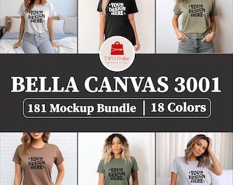 Bella Canvas 3001 Mockup Bundle, BC3001 T-Shirt Mockup Bundle, Boho Flat lay T-shirt, Mockups POD