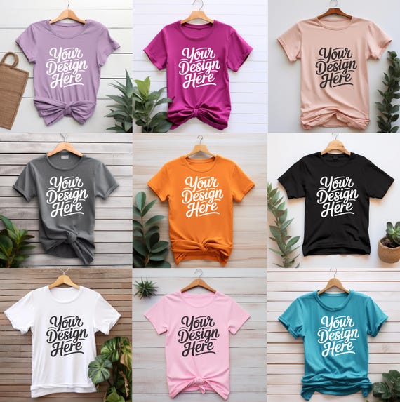 55+ Colors, Bella Canvas 3001 Mockup Bundle, Bella and Canvas T-shirt Mockup Bundle, Boho Flat lay T-shirt, Mockups POD