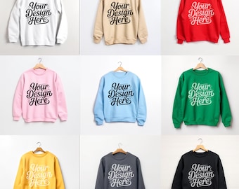 50+ Colors Gildan 18000 Mockup Bundle, Sweatshirt Crewneck Mockup Bundle Pod, Apparel Mockup Bundle, Gildan Mockup Bundle Instant Download